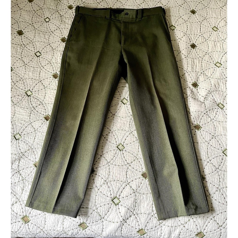 Filson 100% Virgin Wool Pants Olive Green Pleated Field Trousers 38x30 USA made